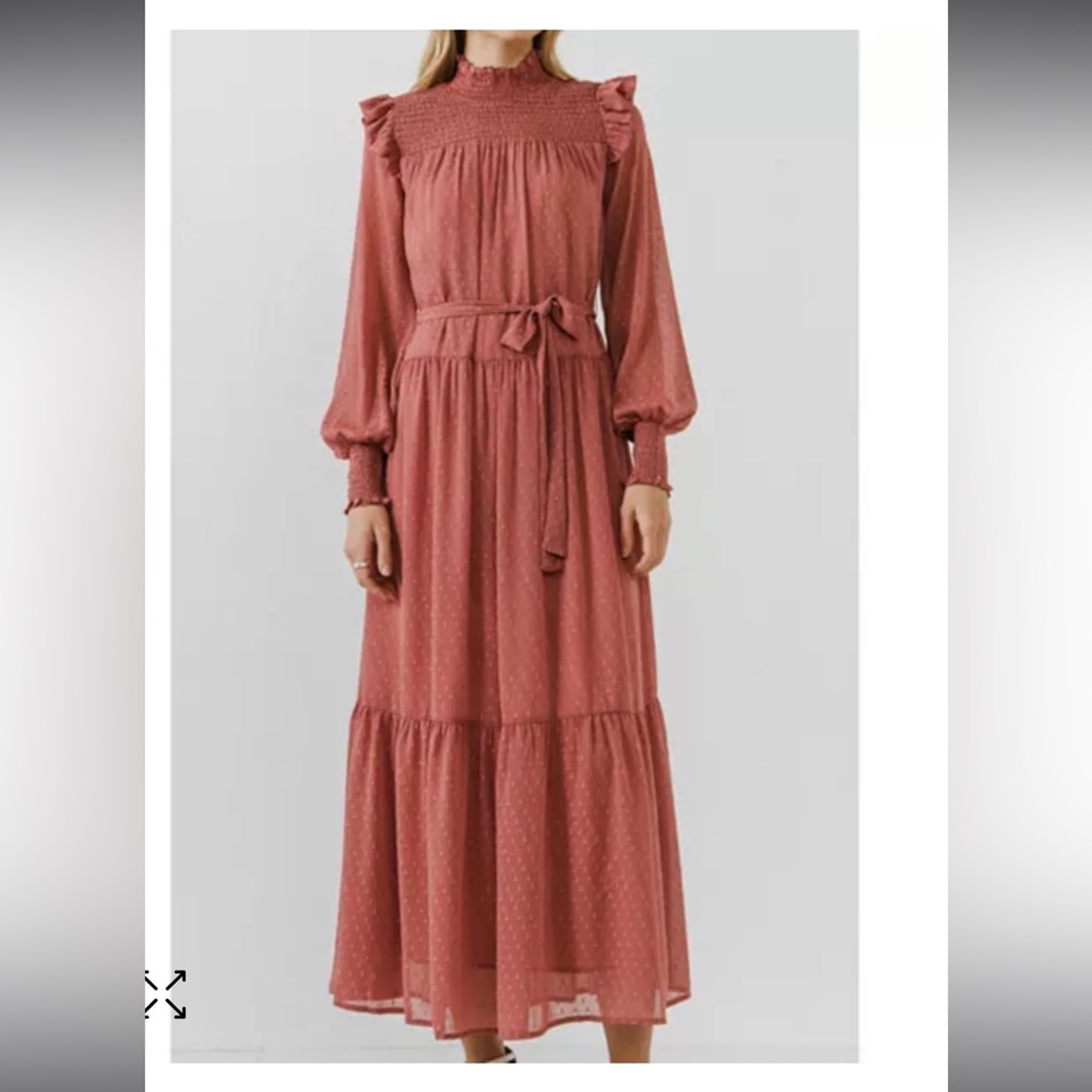 English Factory Swiss Dot Smocked Maxi Dress